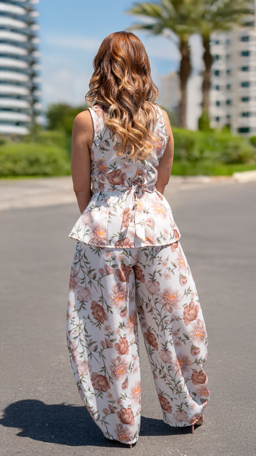 Set din in cu imprimeu Floral Bej