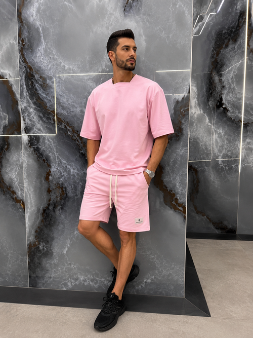 Set 2 Piese Bărbați Tricou + Short URBAN - Roz