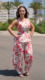Set din in cu imprimeu Floral Roz