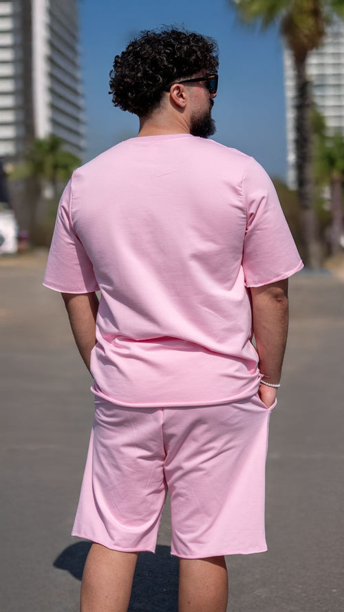 Set 2 Piese Bărbați Tricou + Short ZIAN – Roz