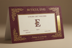 generate me a gift card voucher with Buticul Evei. Should be very good looking, professional and attractive