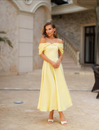 Rochie galbena confortabila si chic, croiala feminina, ideala pentru zilele insorite si look-uri casual
